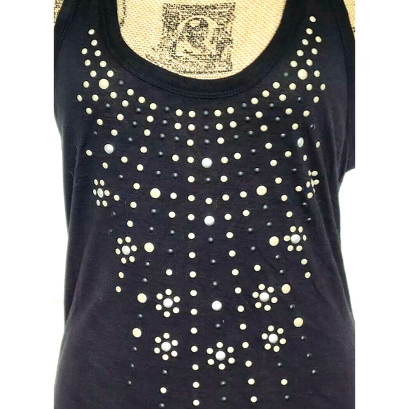 A.N.A Tank Tunic Black Beaded Top Racerback NEW - Picture 2 of 9